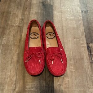 Driver Club USA Genuine Moccasins Women's Red Nantucket Loafers Shoes Size 8